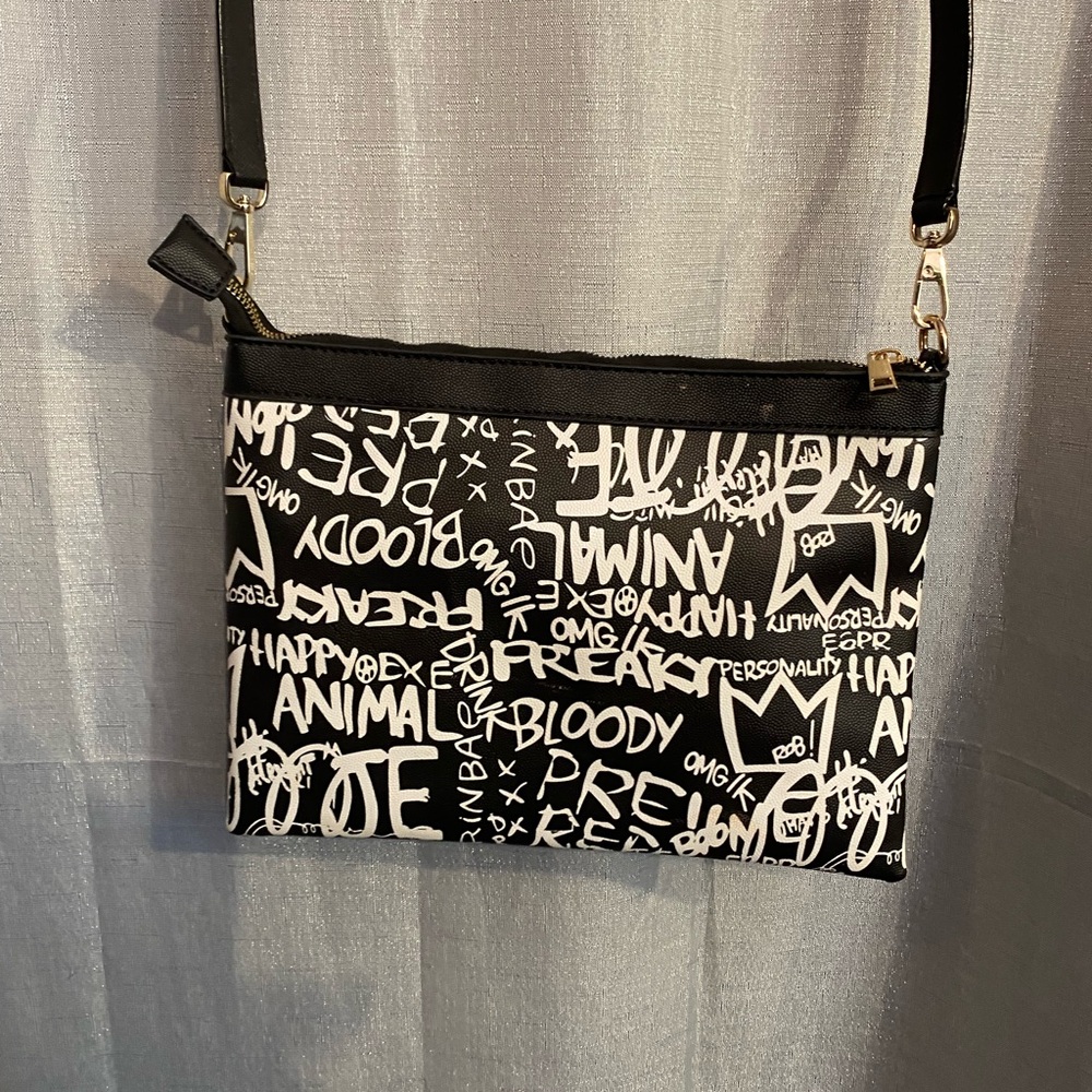 Urban Black and White Graffiti Crossbody Bag